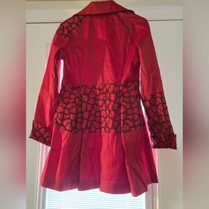Samuel dong lipstick red animal design flare hips dress dinner jacket zipup